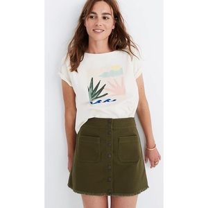 Madewell Raw-Hem A-Line Mini Skirt in Kale Size 8